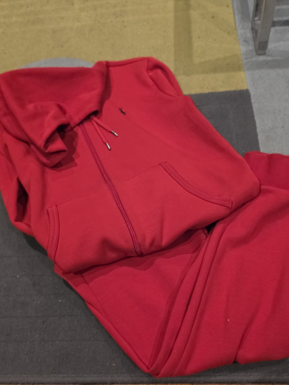 Ralph Lauren Men's Red Full-Zip Hoodie Sweater(Small) Pants(medium)